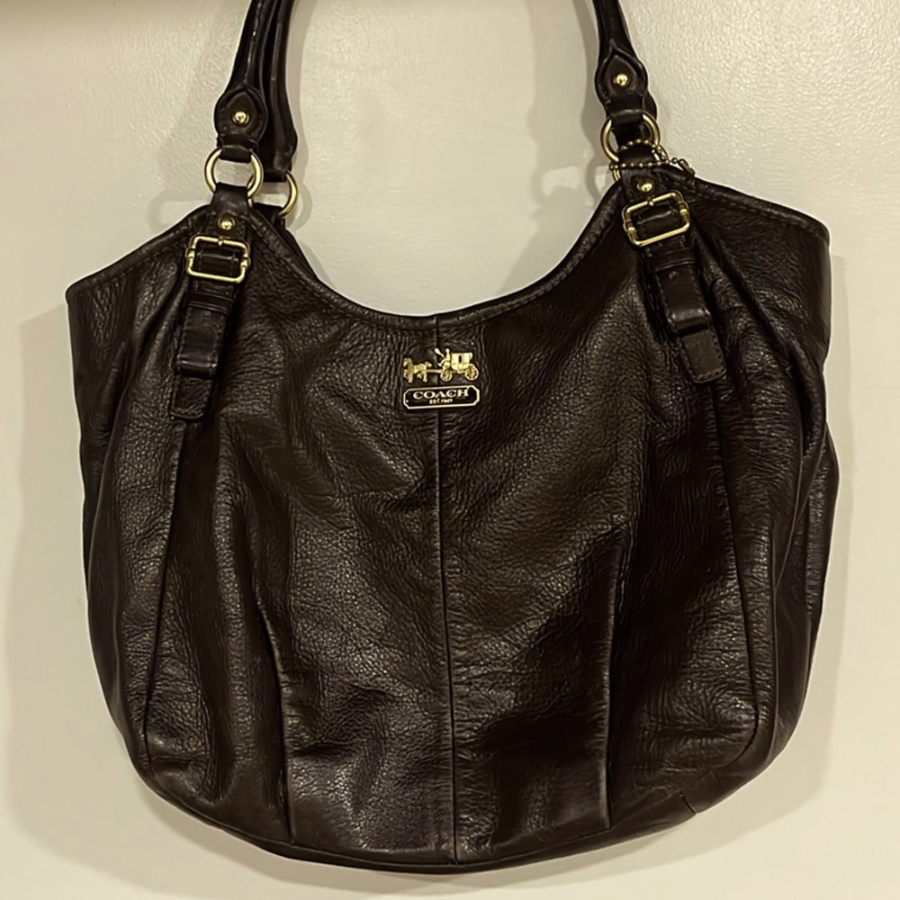Coach Madison Abigail Shoulder Bag - Brown Genuine Leather, satchel, large, big